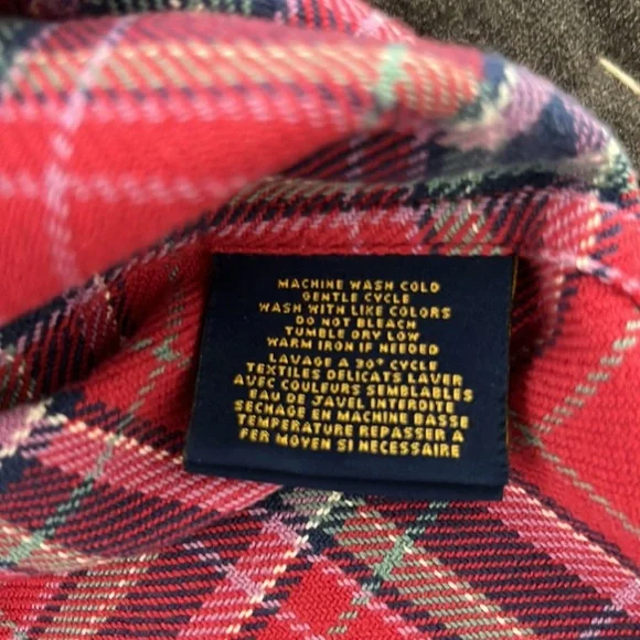 Rugby by Ralph Lauren Plaid Multicolor Cotton Flannel Top. Size 12 Slim Fit - Picture 7 of 8